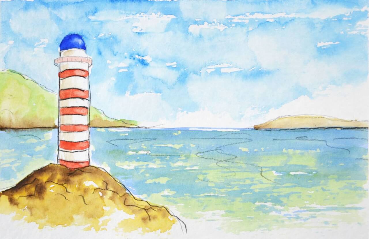 Leuchtturm Aquarellbild